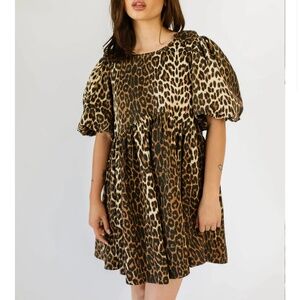 Leopard print denim dress